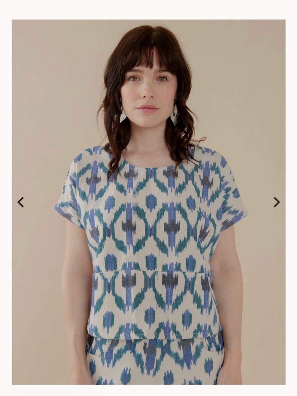 Mara Traders Blue Ikat Print Short Sleeve Top and Pants Set